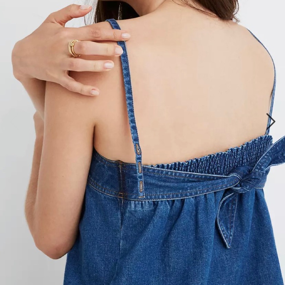 Madewell Denim Convertible Tie-Back Top in Alberta Wash XS